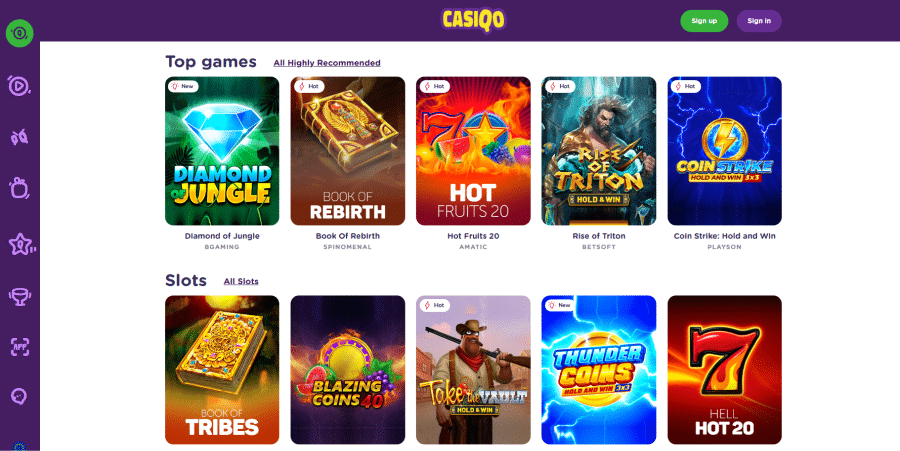 Spelaanbod Bij Casiqo Casino