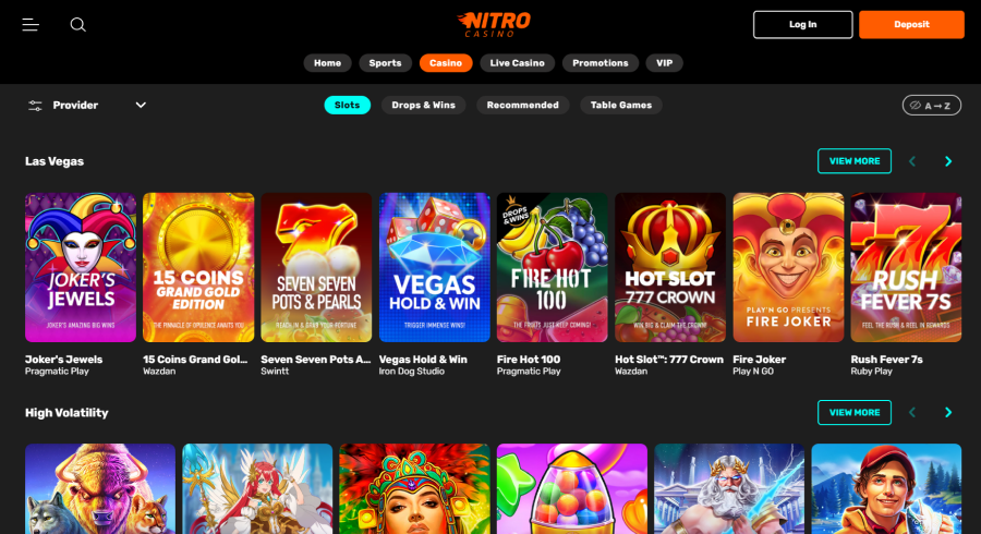 Spelaanbod Bij Het Nitro Casino